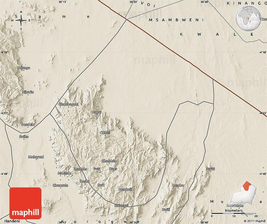 Shaded Relief Map Of Lushoto, Lushoto, Tanzania, Tanzania Monuments, Tanzania Views