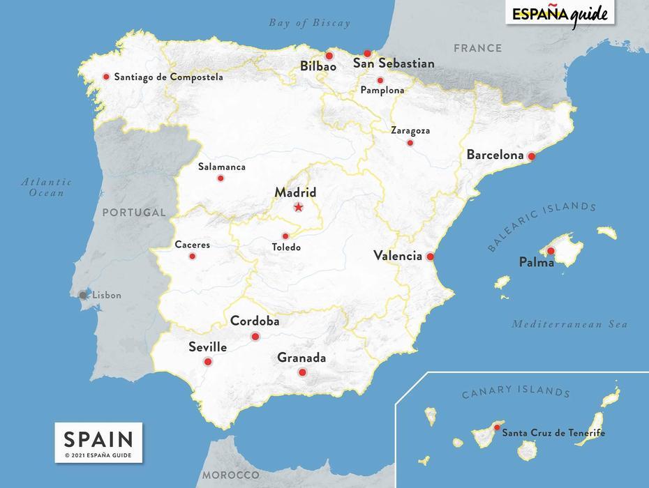 Spain  With Regions, Of Spain And Europe, Espana Guide, Alacuás, Spain