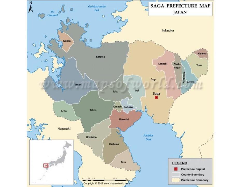 Buy Saga Prefectures Map Online | Digital Saga Prefectures Map, Sagae, Japan, Oita, Japan  English