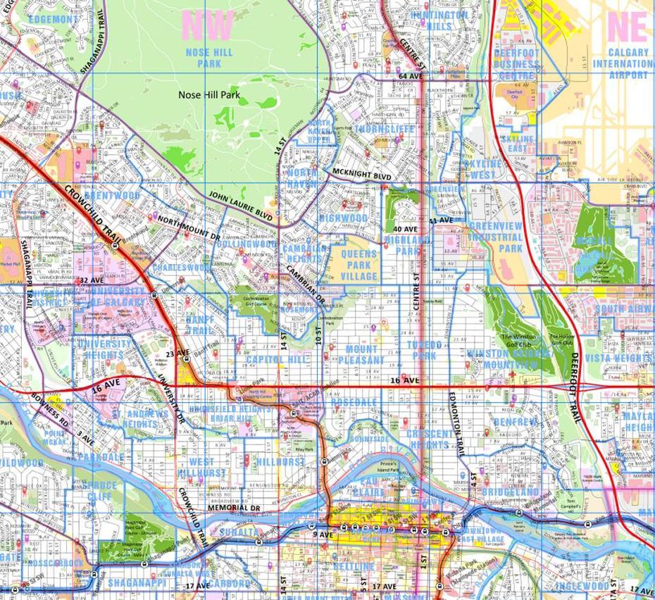 Calgary Detailed Wall Map. New Detailed Base Map Of Calgary And The …, Calgary, Canada, Calgary Canada Attractions, London Canada