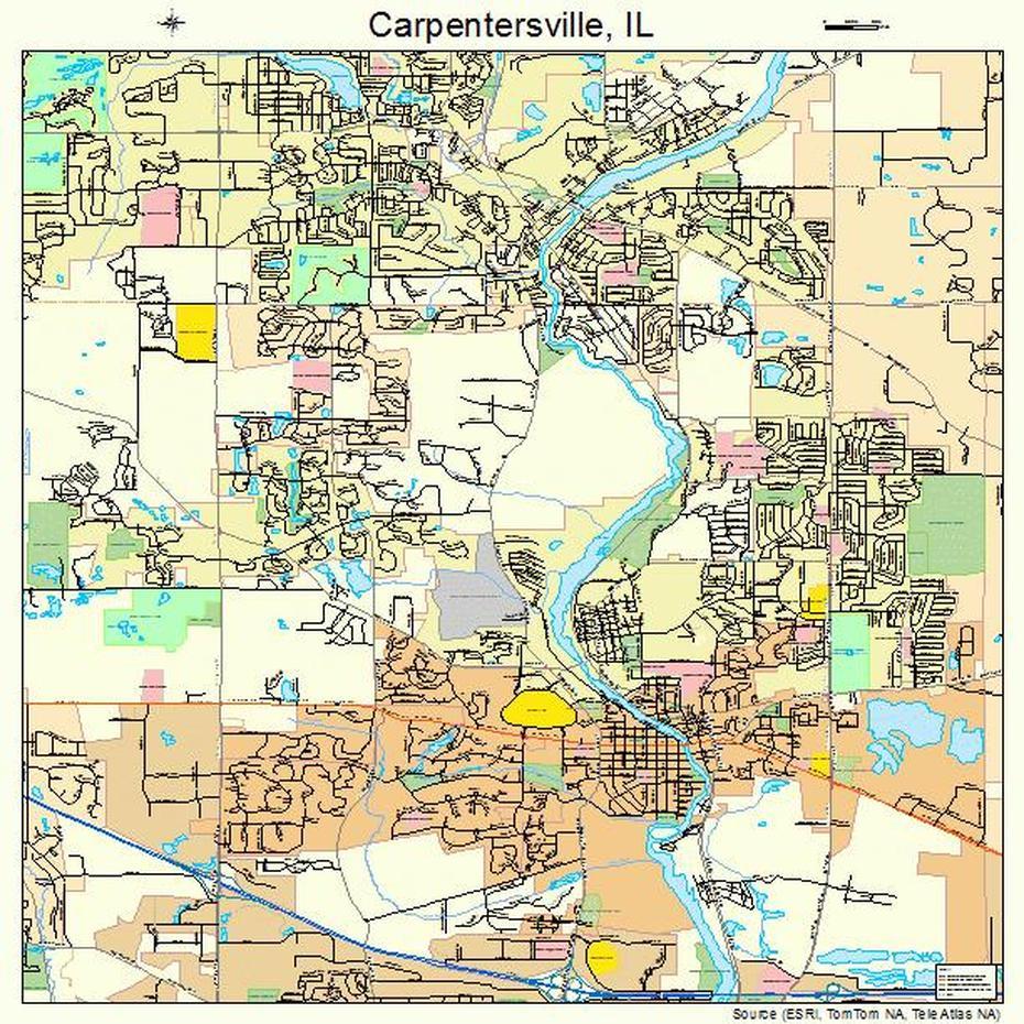 Carpentersville Illinois Street Map 1711358, Carpentersville, United States, United States  Simple, Cool United States