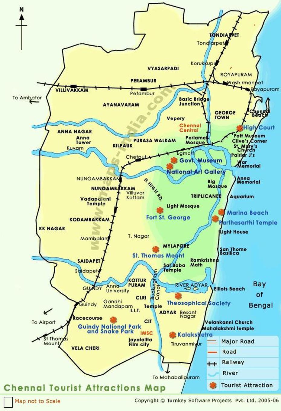 Chennai Map – Toursmaps, Chennai, India, North Chennai, Madras India
