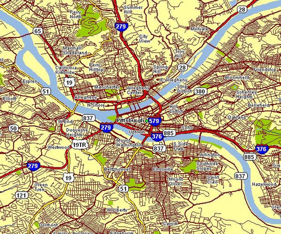 City Map Of Pittsburgh, Pittsburgh, United States, United States America, Pittsburgh Rivers