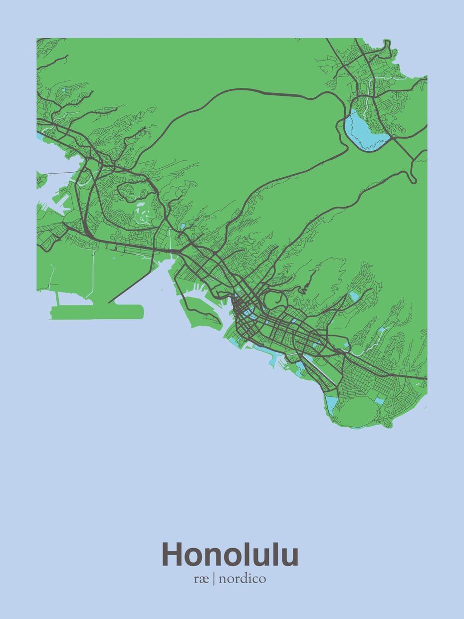 Honolulu, Usa Map Print, Honolulu, United States, Honolulu Tower, Honolulu Hi