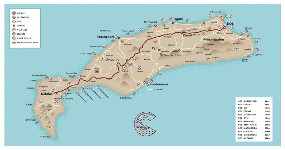 Kos Island Map, Kos, Greece, Kefalos Kos, Paros Greece