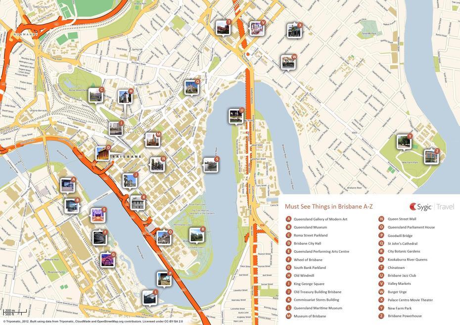 Map Of Brisbane Attractions | Tripomatic, Brisbane, Australia, Brisbane Australia Area, Brisbane Plan