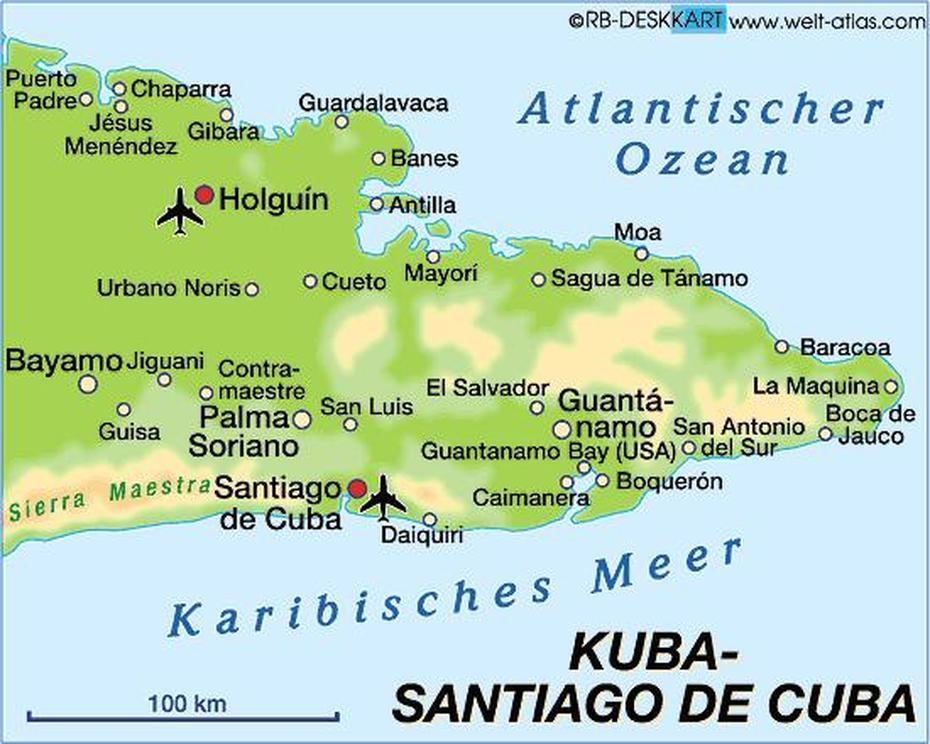 Map Of Santiago De Cuba (Region In Cuba) | Welt-Atlas.De, Santiago De Cuba, Cuba, El Morro Cuba, Santiago De Cuba Carnival