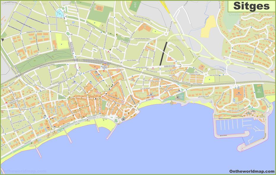 Mapa Detallado De Sitges, Sitges, Spain, Salou Spain, Sitges Spain Beaches