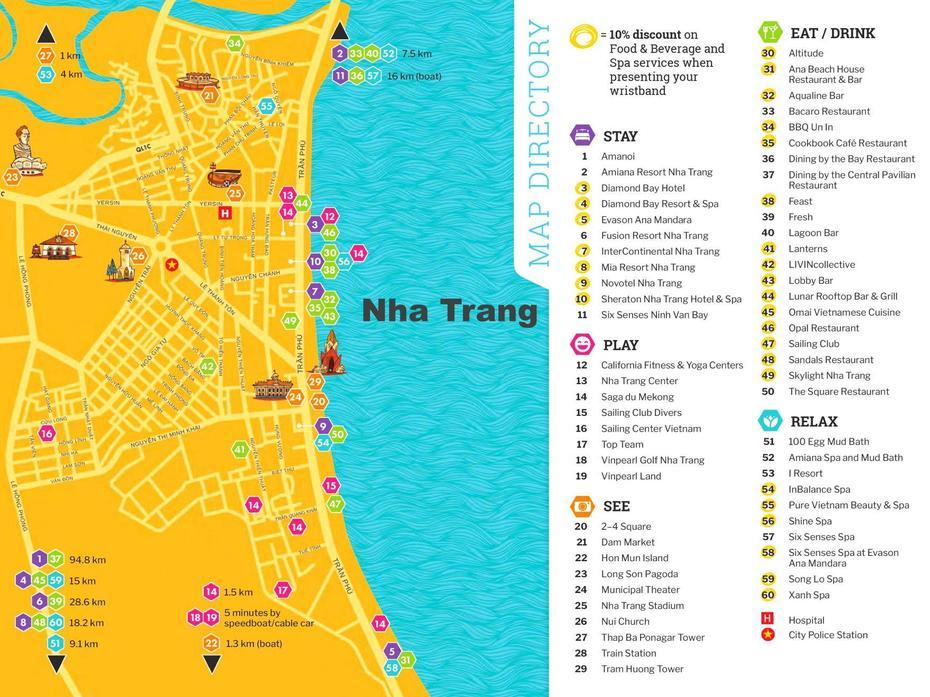 Nha Trang Hotels And Sightseeings Map, Nha Trang, Vietnam, Dalat, Nha Trang Beaches