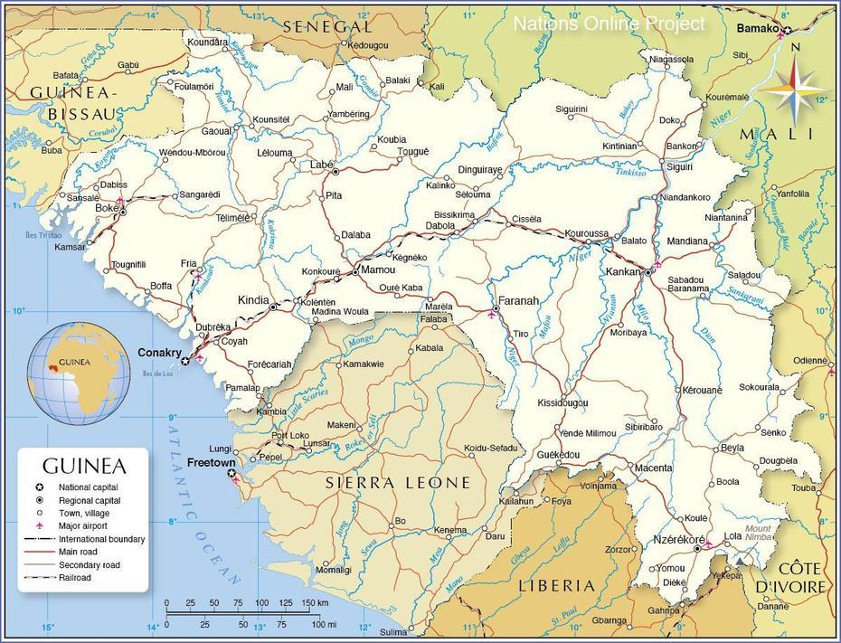 Political Map Of Guinea 1200 Pixel – Nations Online Project, Dabola, Guinea, Guinea Cities, Guinea Ecuatorial On