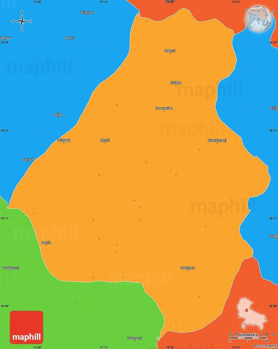 Political Simple Map Of Bareilly, Bareilly, India, Rae Bareli, Haryana In India