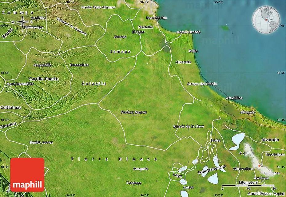 Satellite Map Of Tlalixcoyan, Tlalixcoyan, Mexico, Printable Mexico, Spanish Mexico