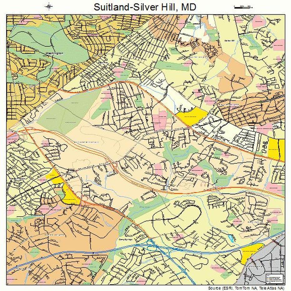 Suitland-Silver Hill Maryland Street Map 2475762, Suitland, United States, United States  Simple, Cool United States