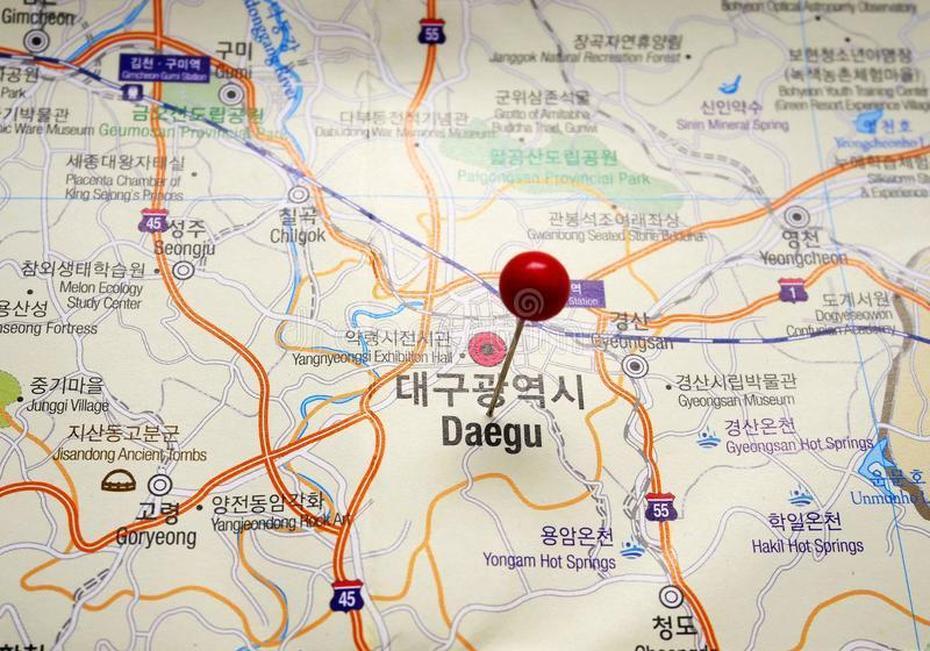 Daegu Fijo En Un Mapa De La Corea Del Sur Imagen De Archivo – Imagen De …, Daegu, South Korea, South Korea Provinces, 83 Tower Daegu