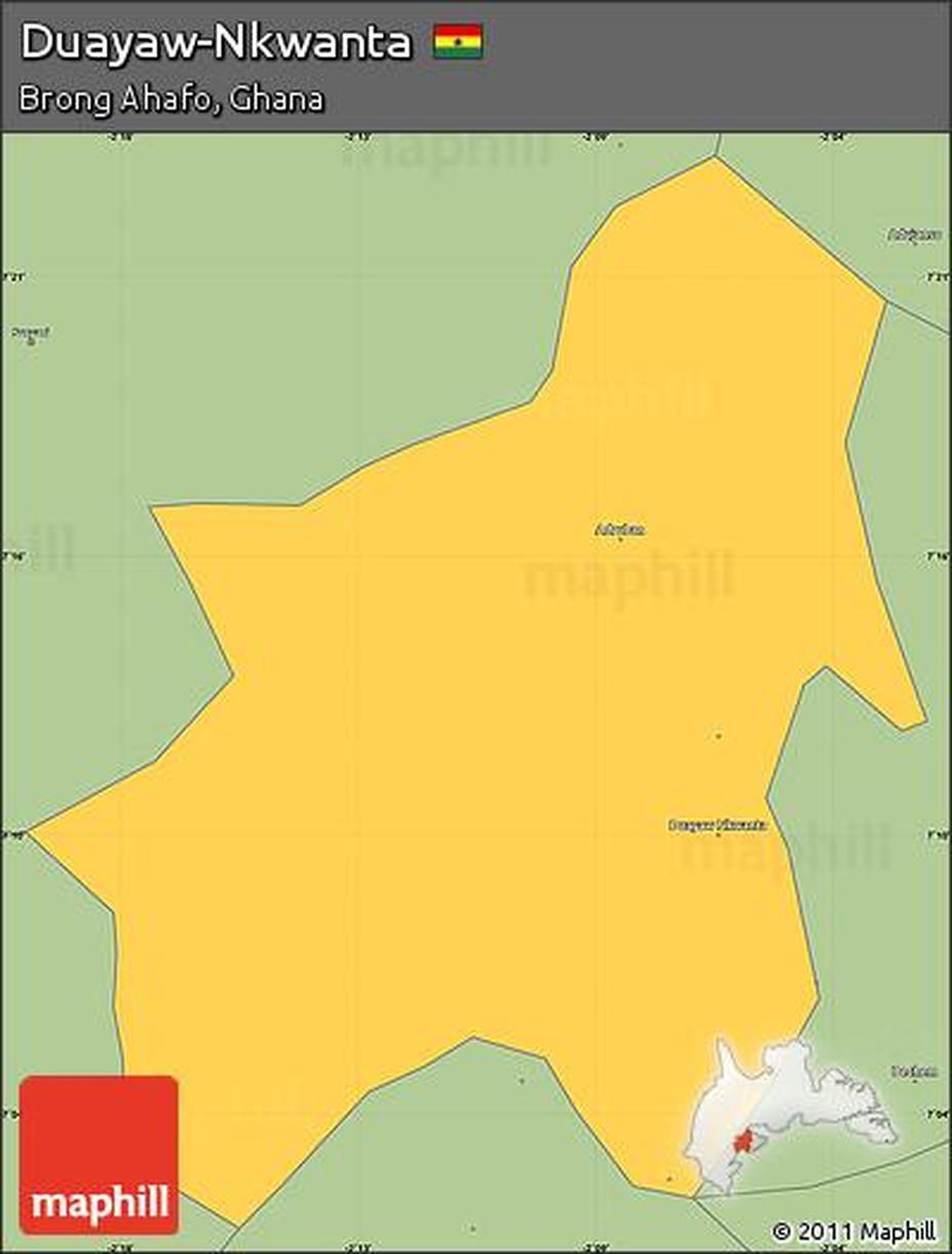 Free Savanna Style Simple Map Of Duayaw-Nkwanta, Duayaw-Nkwanta, Ghana, Tano  North, Baby Ghana In Manlleu