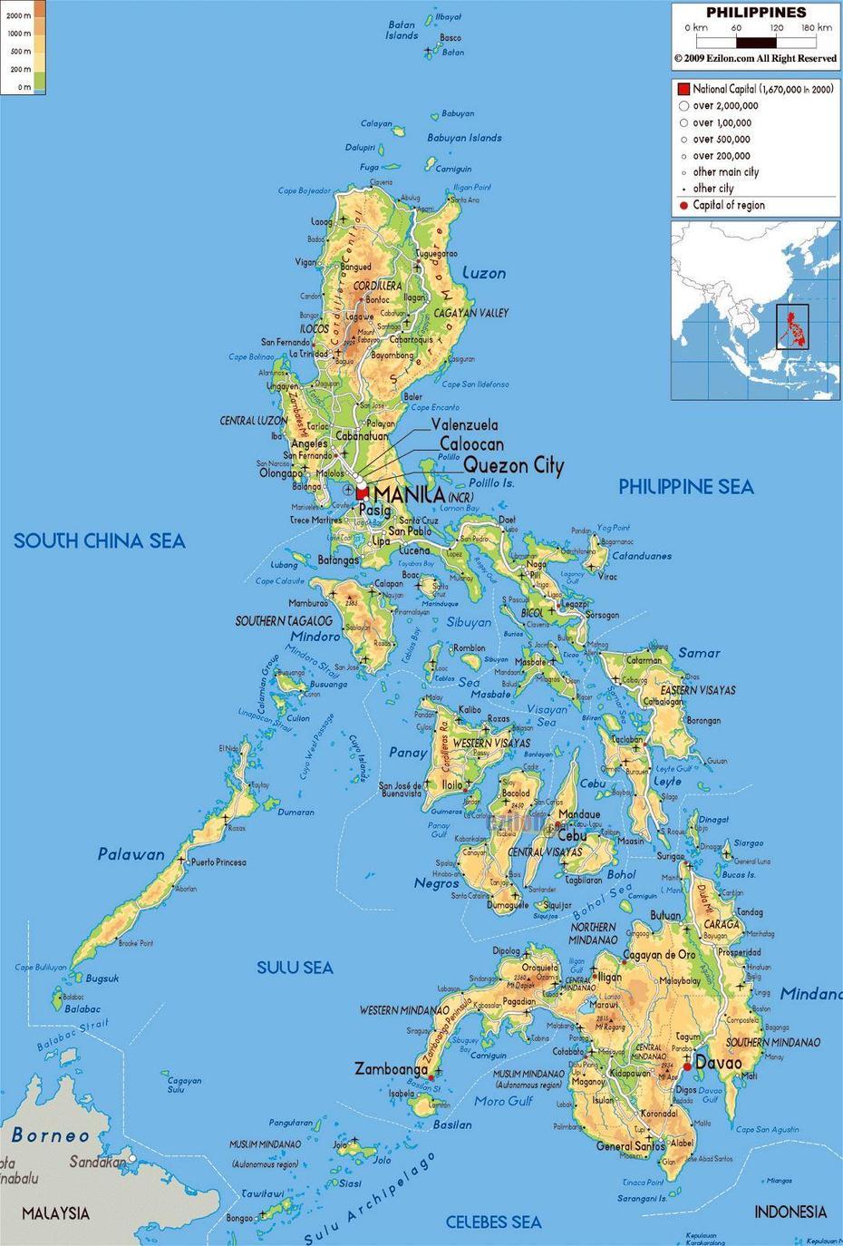 Grande Mapa Fisico De Filipinas Con Carreteras, Ciudades Y Aeropuertos …, Lasam, Philippines, Lasam, Philippines