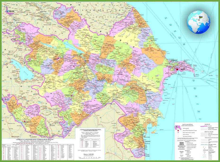 Large Detailed Map Of Azerbaijan With Cities And Towns, Əmircan, Azerbaijan, Azerbaijan Tourism, Azerbaijan Capital