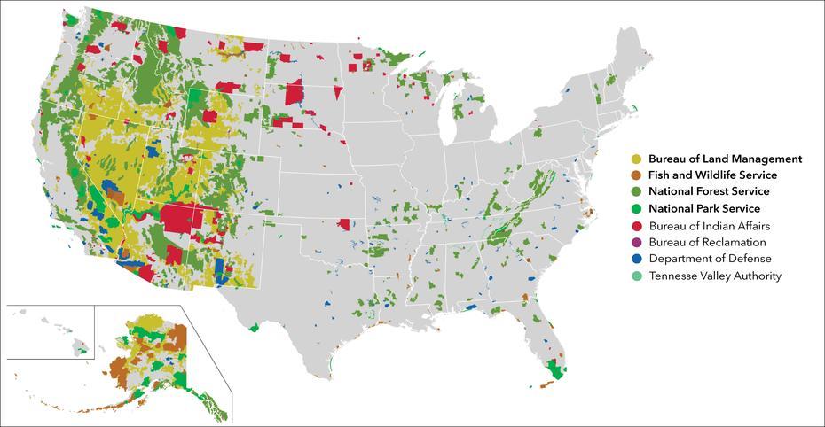 Map Of The United States Federal Land. – Science In The News, The Acreage, United States, Earth Relief, Google  Measure Area