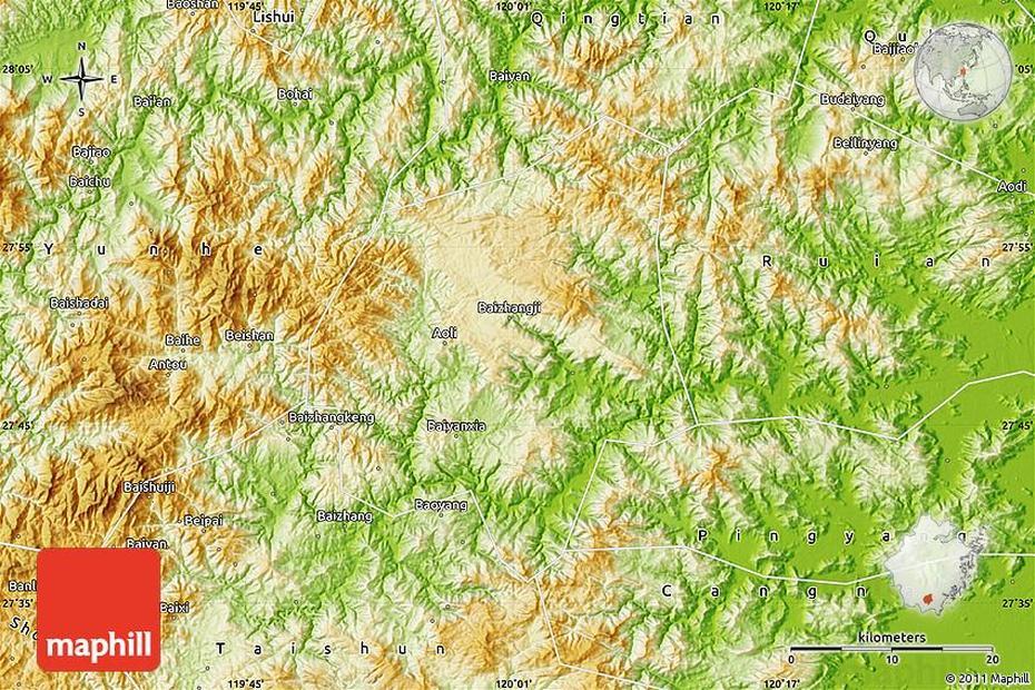 Physical Map Of Wencheng, Wencheng, China, China  Printable, Of China Provinces