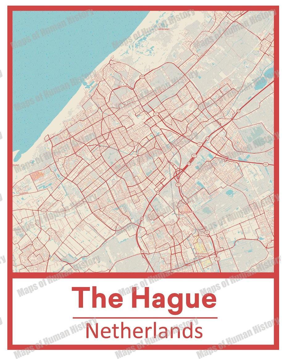 Retro The Hague Netherlands Street Map Poster & Canvas Print | Etsy, The Hague, Netherlands, Rotterdam Netherlands, The Hague Netherlands Attractions