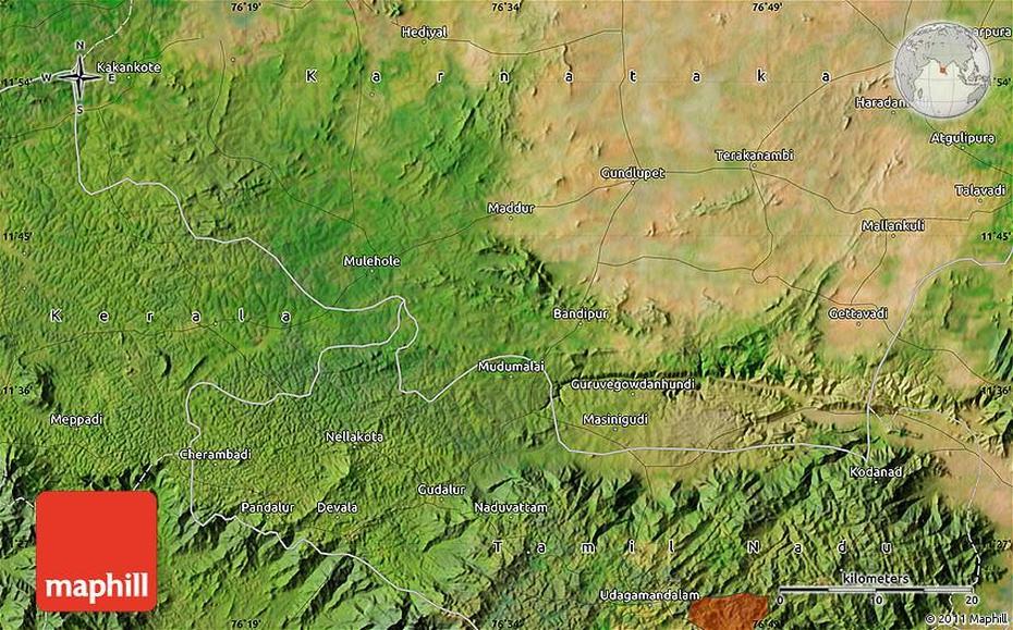 Satellite Map Of Gudalur, Gūdalūr, India, Gudalur  Nilgiris, Nilgiri