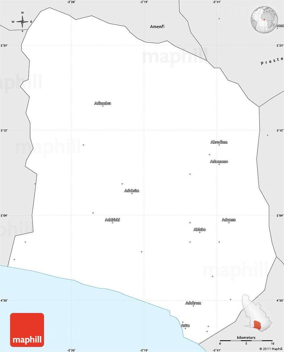 Silver Style Simple Map Of Axim, Axim, Ghana, Ghana Political, Ancient Ghana Empire