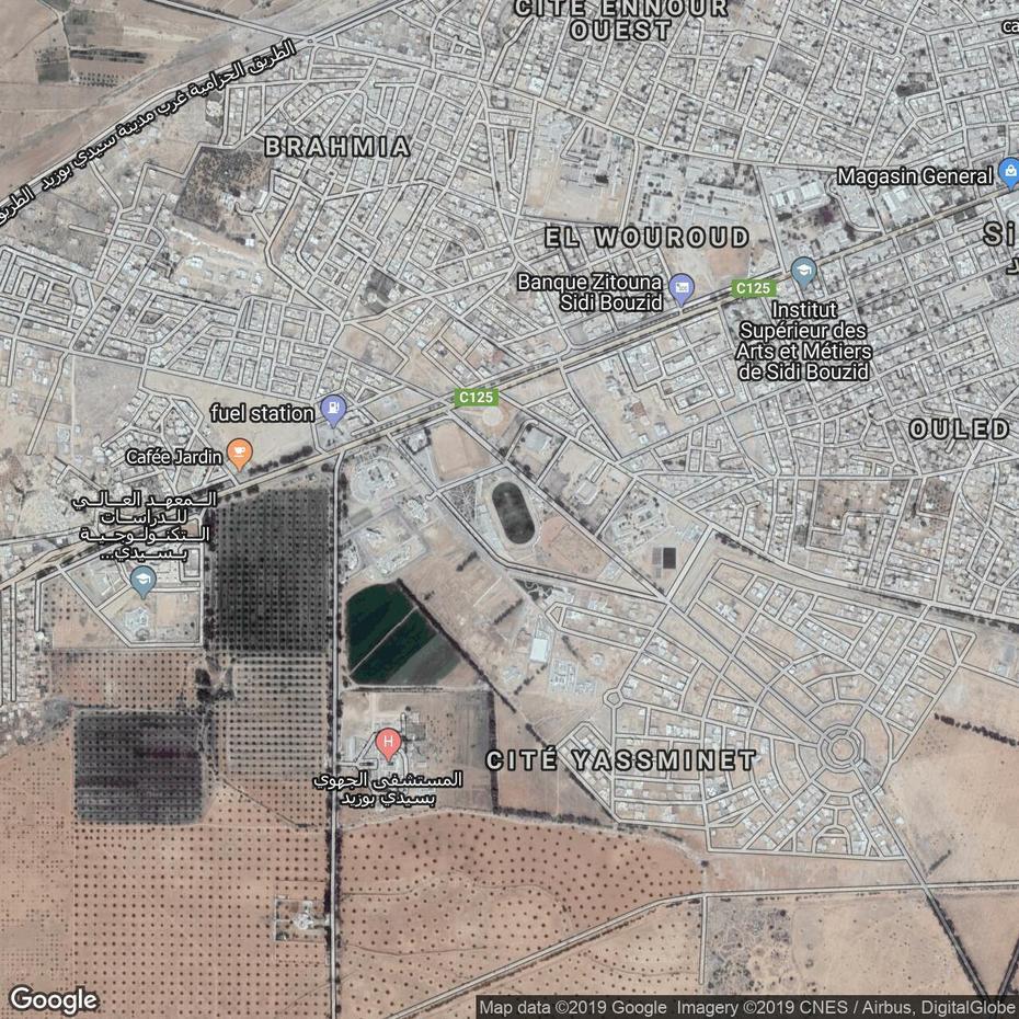 Stade Municipal Sidi Bouzid, Home To Eo Sidi Bouzid – Football Ground Map, Sidi Bouzid, Tunisia, Kasserine  Pass Battle, Tunisia City