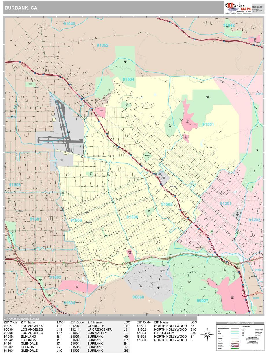 Burbank California Wall Map (Premium Style) By Marketmaps – Mapsales, Burbank, United States, Street  Of Burbank Ca, Burbank Illinois