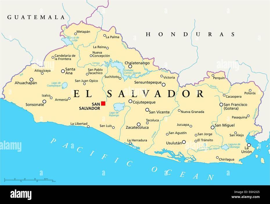 El Salvador Political Map With Capital San Salvador, National Stock …, San Salvador, El Salvador, Of Salvador, San Salvador On