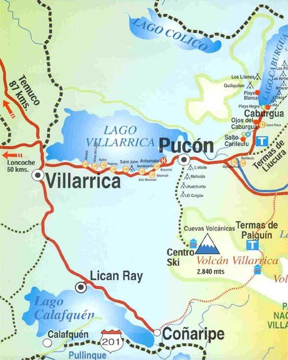 Map Of Pucon Chile | Cvflvbp, Pucón, Chile, Villarrica, Puerto Varas Chile