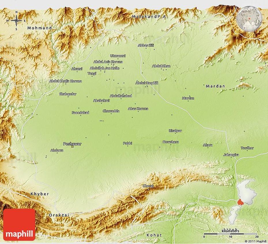 Physical 3D Map Of Peshawar, Peshawar, Pakistan, Hayatabad Peshawar, Multan