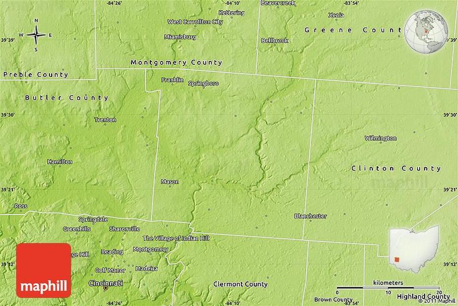 Physical Map Of Warren County, Warren, United States, United States  For Kids, Detailed  United States