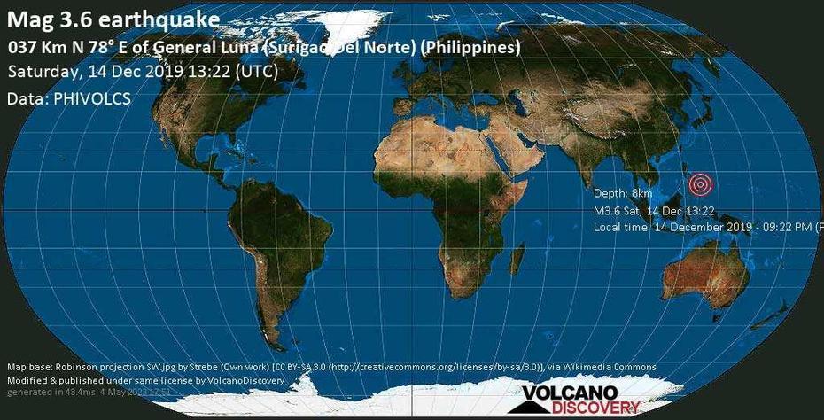 Quake Info: Mag. 3.6 Earthquake – Philippine Sea, 49 Km East Of Dapa …, Dapa, Philippines, Surigao City Philippines, Siargao