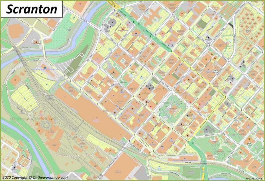 Scranton Downtown Map, Scranton, United States, Scranton Sc, Pa Zip Code