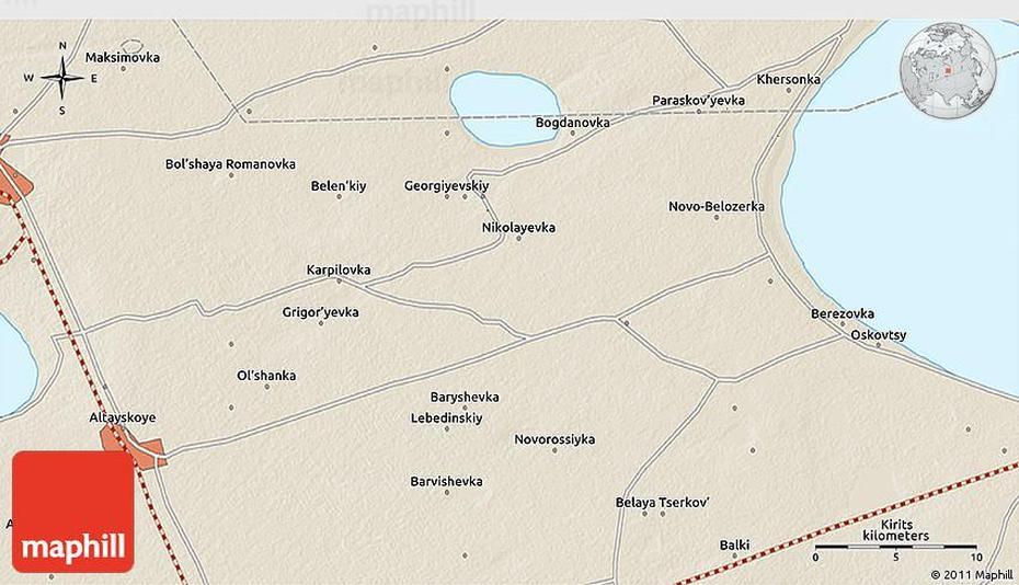 Shaded Relief 3D Map Of Slavgorod, Slavgorod, Russia, Rubtsovsk, Bielorussia