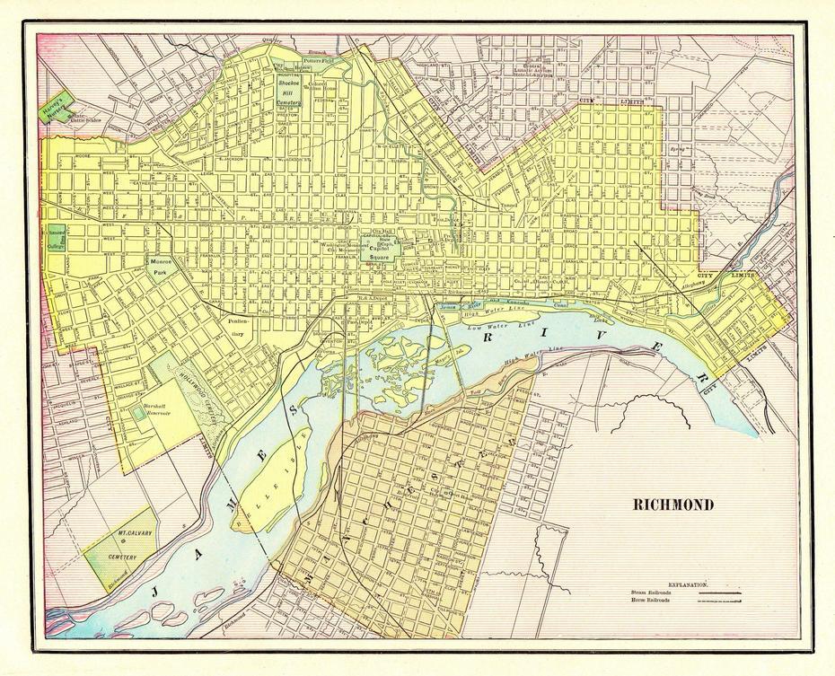 1901 Richmond City Map Reproduction Print Of Antique Richmond | Etsy …, Richmond, United States, Civil War  1863, West Virginia State