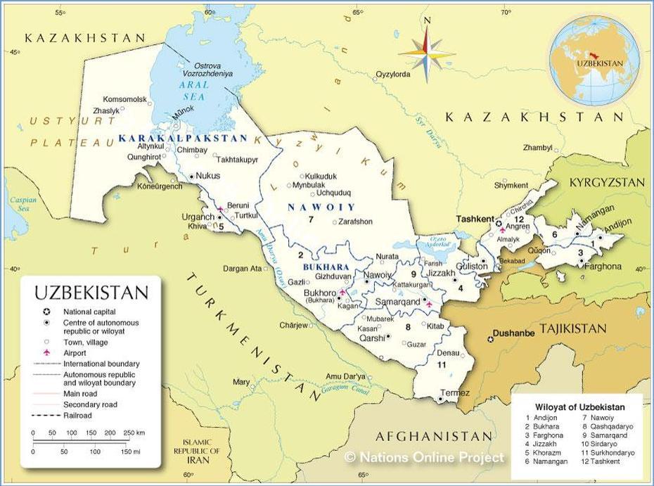 Administrative Map Of Uzbekistan – Nations Online Project, G’Ijduvon Shahri, Uzbekistan, Uzbekistan Food, Uzbekistan Country