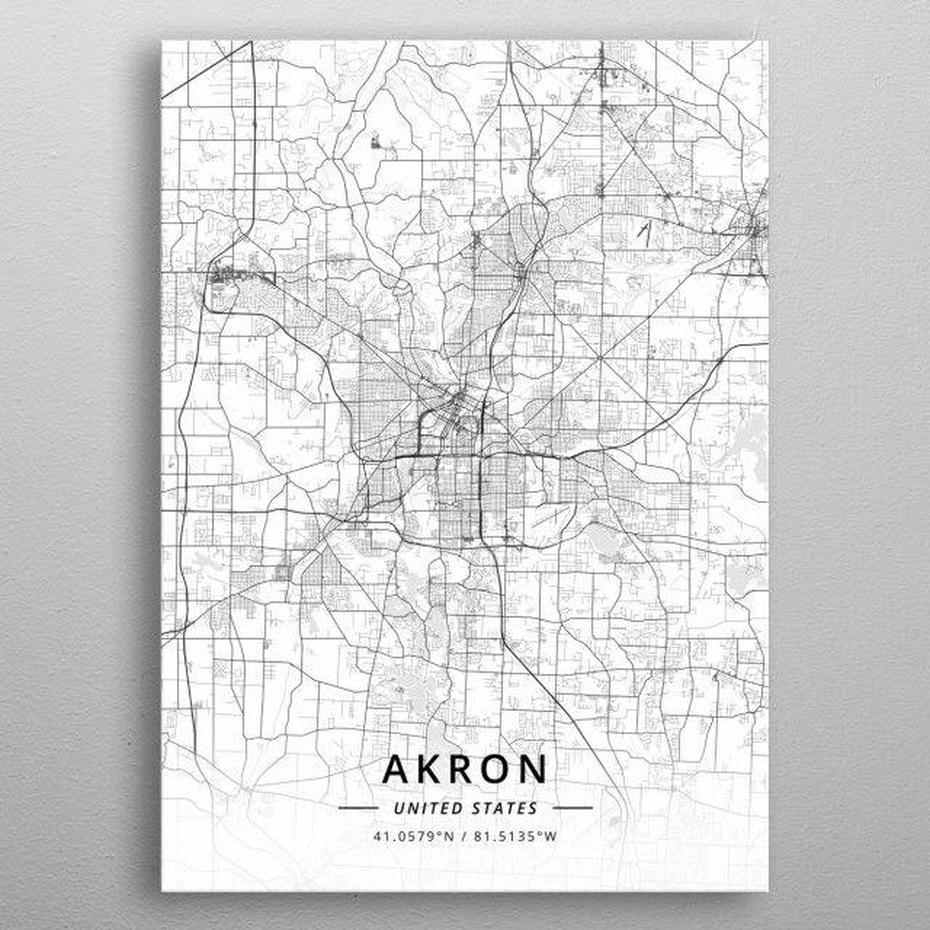 B”Akron United States Poster By Designer Map Art | Displate | Map Art …”, Akron, United States, United States World, Basic United States