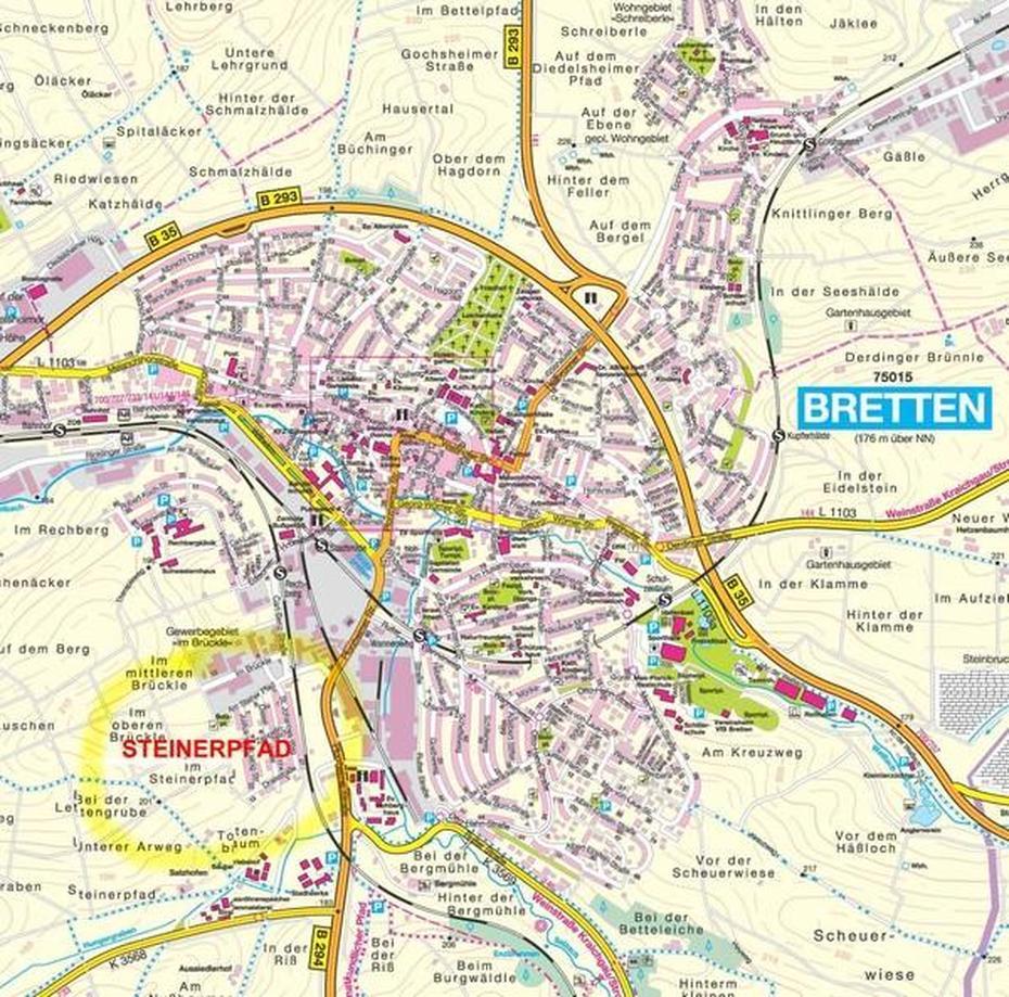 Bretten Map – Bretten Germany  Mappery, Bretten, Germany, Ups  Herne, Monchengladbach Germany