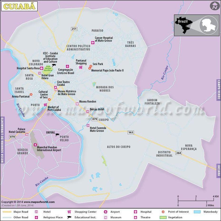 Cuiaba Mapa, Cuiabá, Brazil, Of Pantanal, Brasilia Brazil