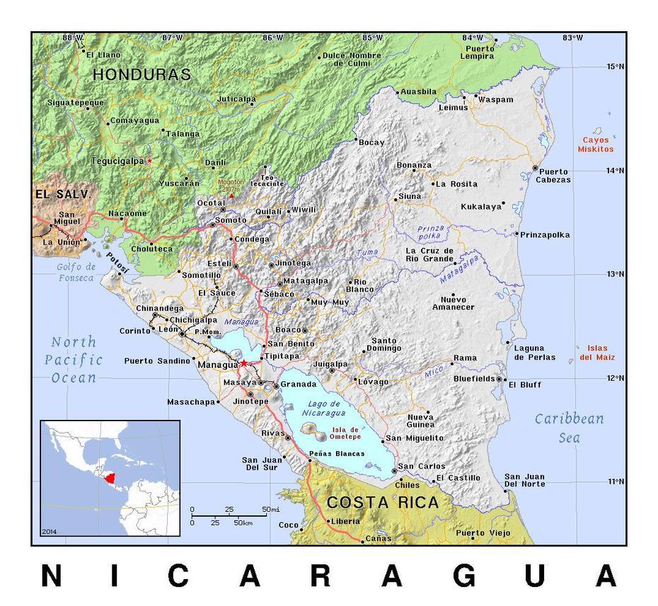 Detailed Political Map Of Nicaragua With Relief | Nicaragua | North …, Sébaco, Nicaragua, Ciudad Dario Nicaragua, Frutas De Nicaragua