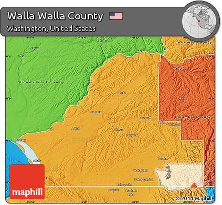 Free Political Map Of Walla Walla County, Walla Walla, United States, Walla Walla County, Walla Walla Wa