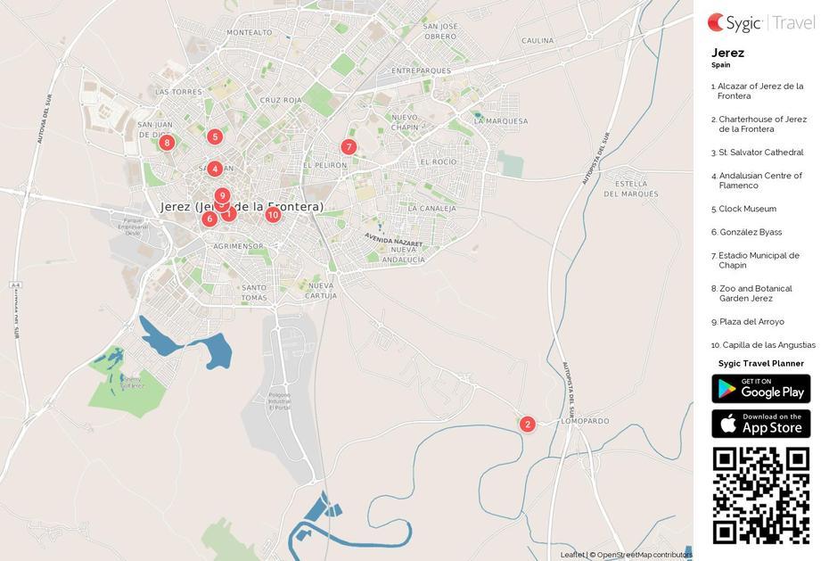 Jerez Printable Tourist Map | Sygic Travel, Jerez, Guatemala, Jerez Circuit, Jerez Zacatecas Mexico