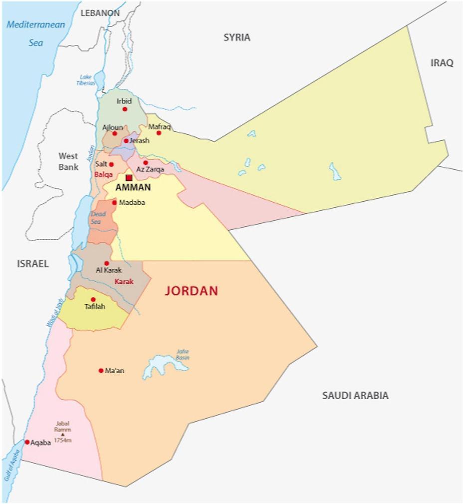 Jordan Maps & Facts – World Atlas, Ashshajarah, Jordan, Aqaba Jordan, Jordan  Outline