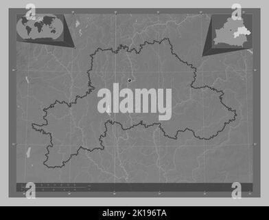 Mahilyow, Region Of Belarus. Grayscale Elevation Map With Lakes And …, Mahilyow, Belarus, Mogilev Belarus, Russia- Belarus