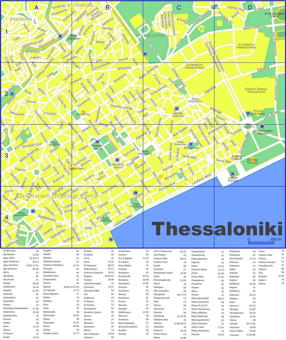 Thessaloniki Street Map, Thessaloníki, Greece, North Greece, Athens Greece On