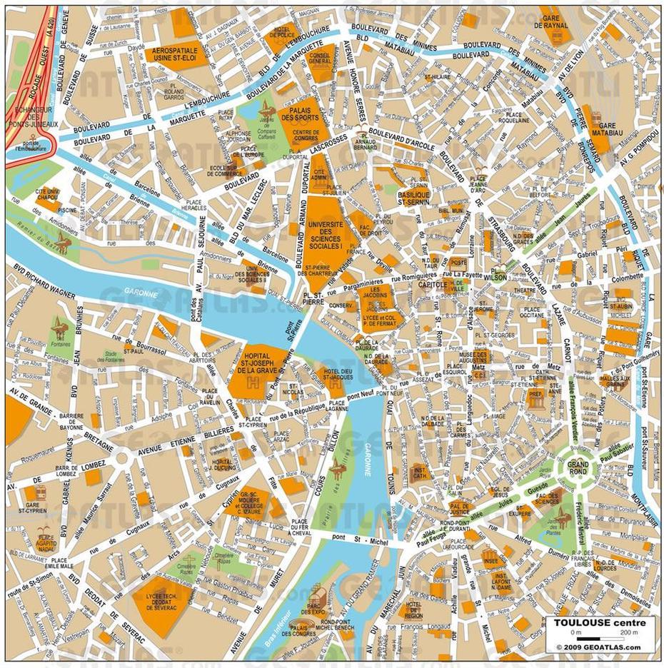 Toulouse Map And Toulouse Satellite Image, Toulouse, France, Cherbourg France, North East France