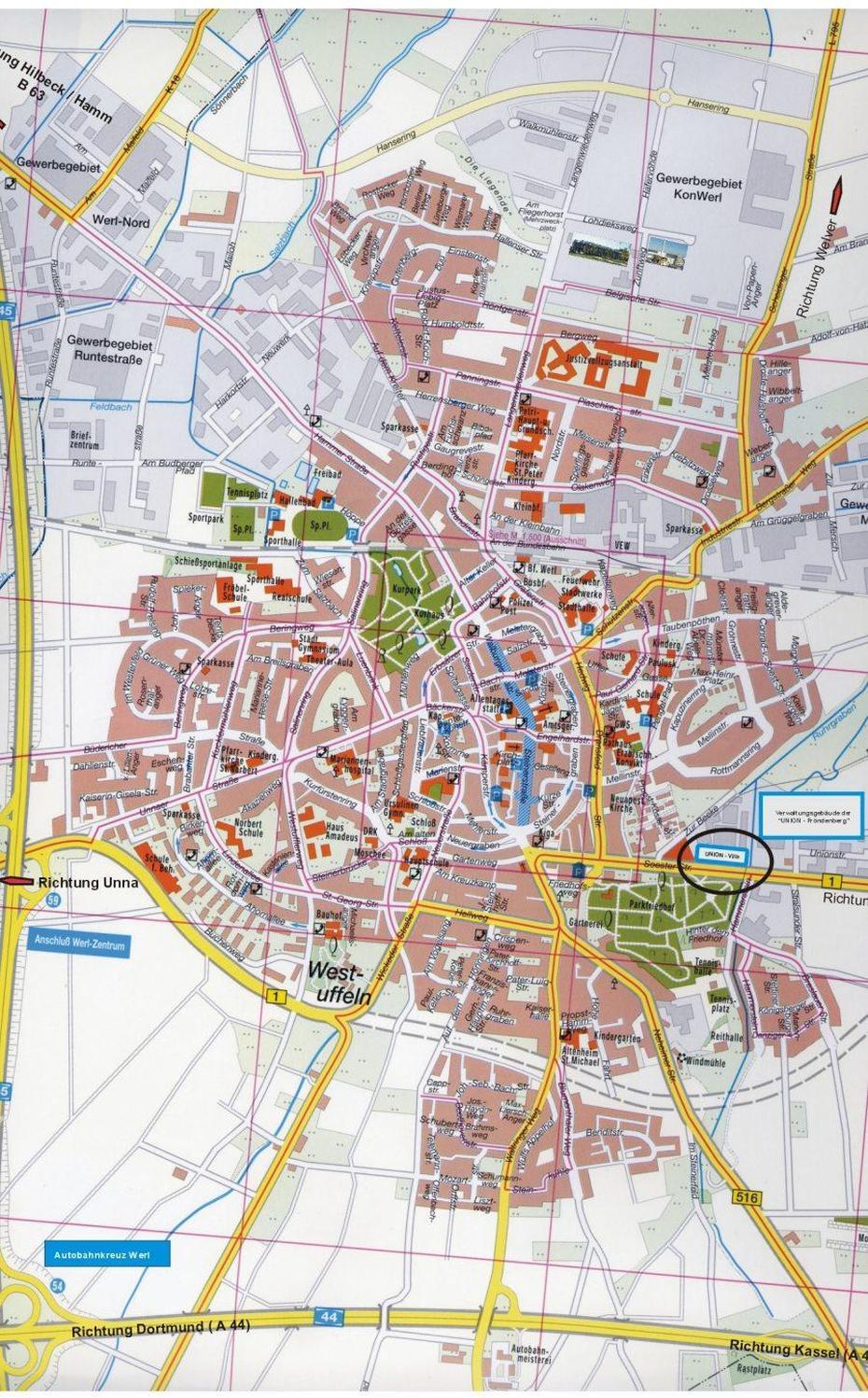 Werl City Map – Werl Germany  Mappery, Werl, Germany, Soest Germany, Solingen Germany