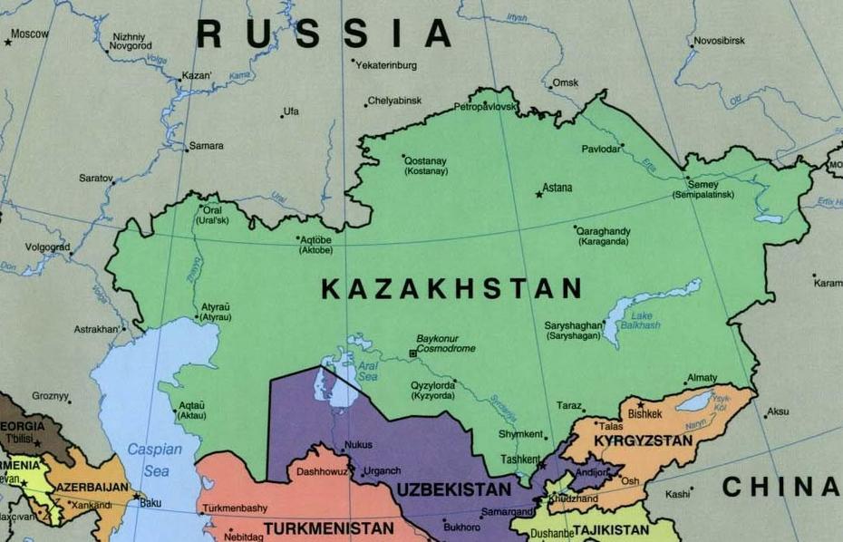 Carte Frontieres Kazakhstan, Carte Des Frontieres De Kazakhstan, Oktyabr’Sk, Kazakhstan, Kazakhstan  Asia, Kazakhstan Cities