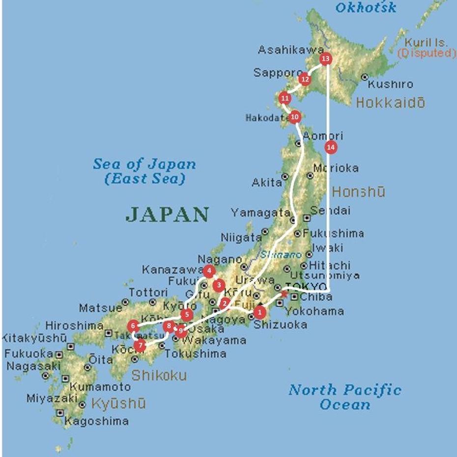 Of Japan With Cities, Japan  In Chinese, Planned Itinerary, Ichikikushikino, Japan